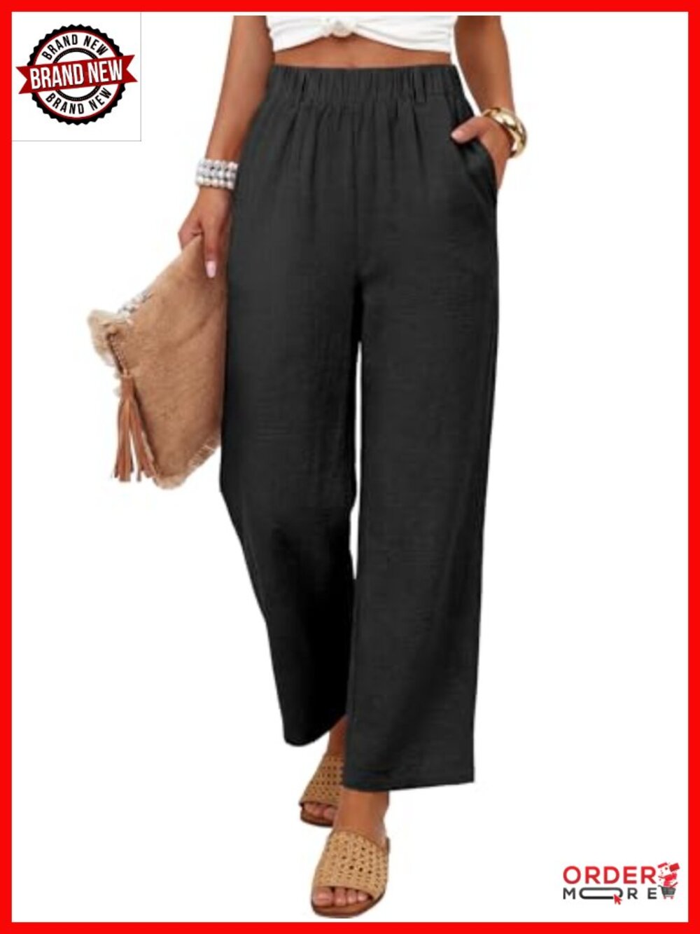 Women's Wide Leg Palazzo Pants Lightweight Flowy High Waist Casual Summer